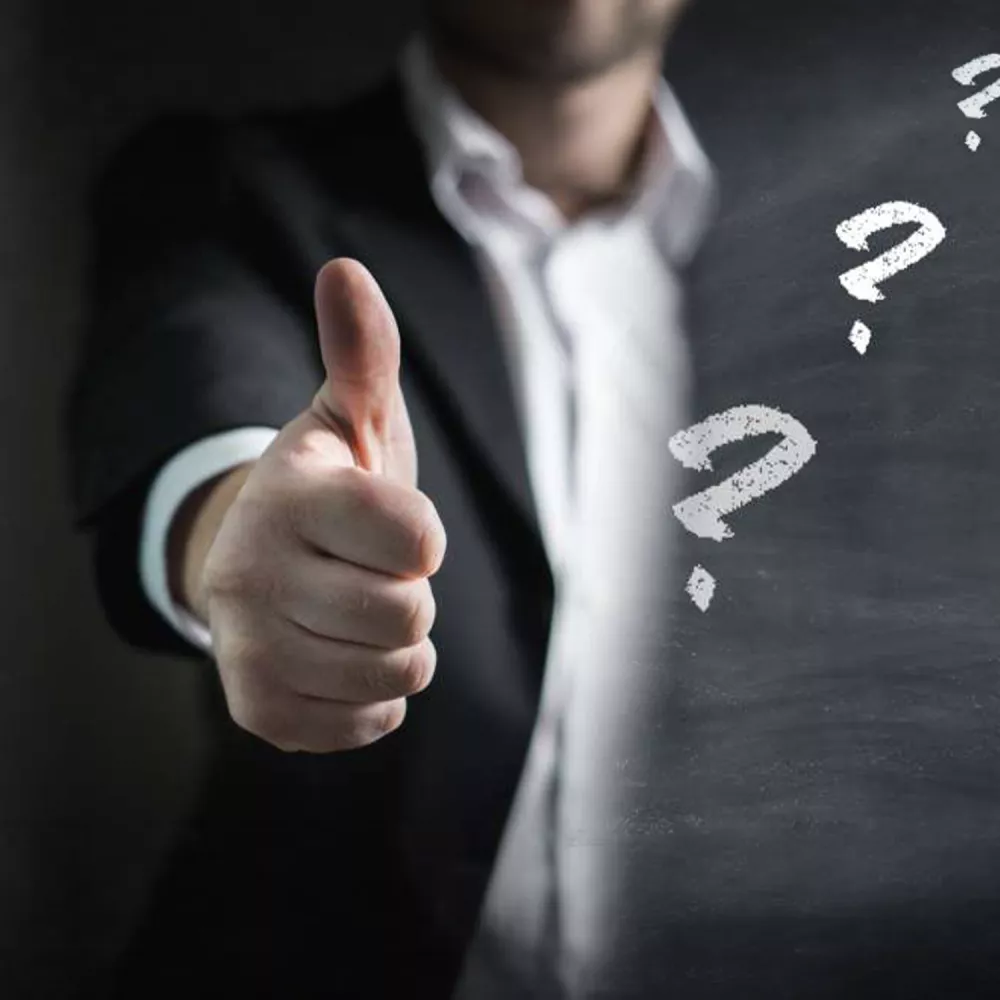 thumbsup, question marks