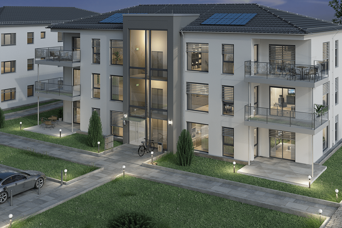 MFH Mehrfamilienhaus mit äußerem Blitzschutz