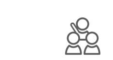 Gray icon showing three connected circles arranged in a triangular formation.